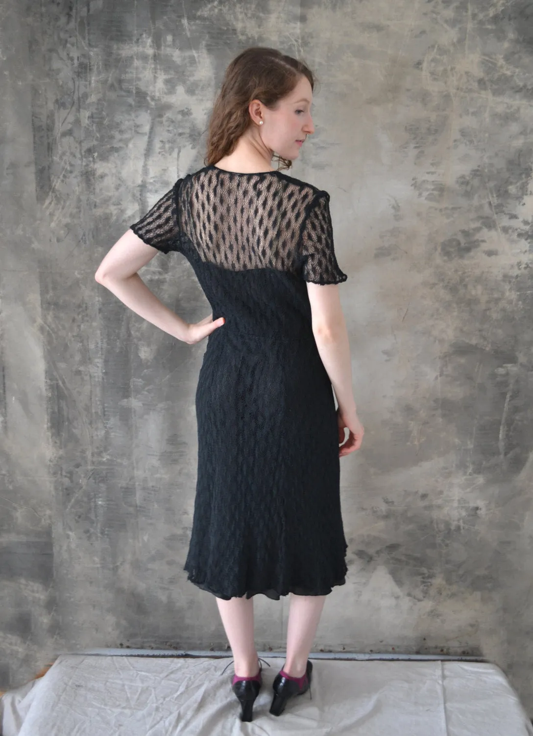 1940s Black Lace Dress