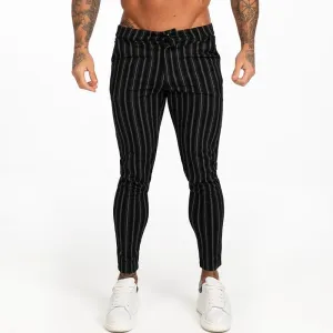 7385 Black Striped Skinny Fit Chinos