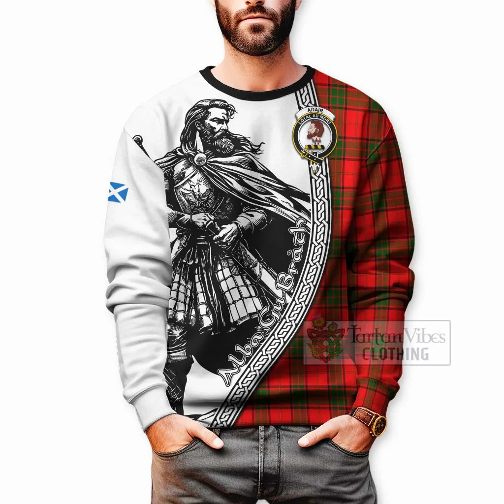 Adair Tartan Clan Crest Sweatshirt with Highlander Warrior Celtic Style