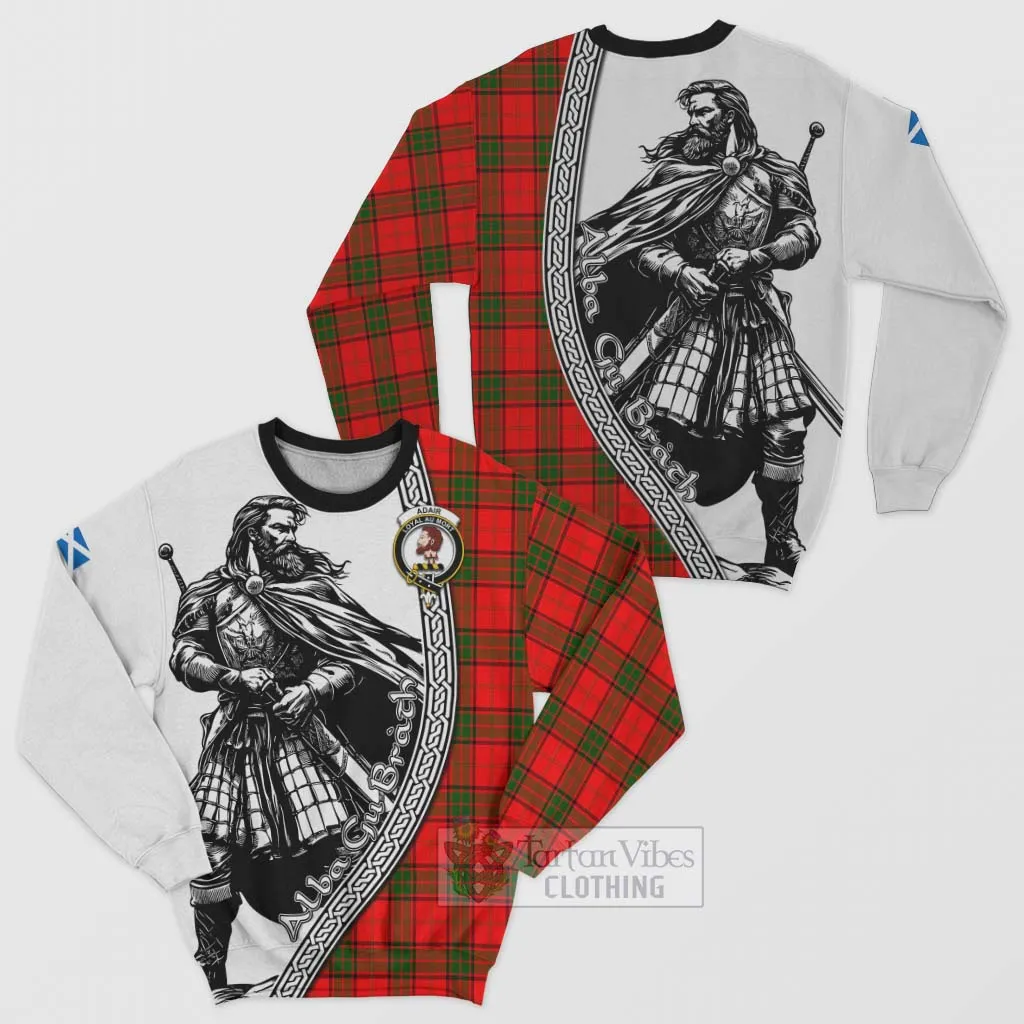 Adair Tartan Clan Crest Sweatshirt with Highlander Warrior Celtic Style