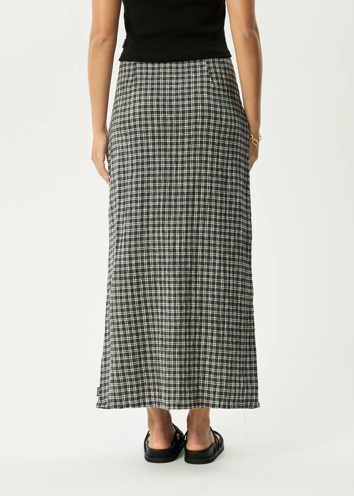 AFENDS Womens Asta Base - Seersucker Check Skirt - Steel Check