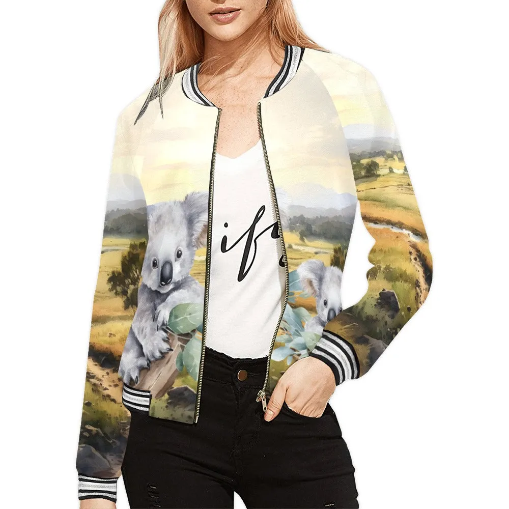 Australian Animals Koala Bomber Jacket for Women