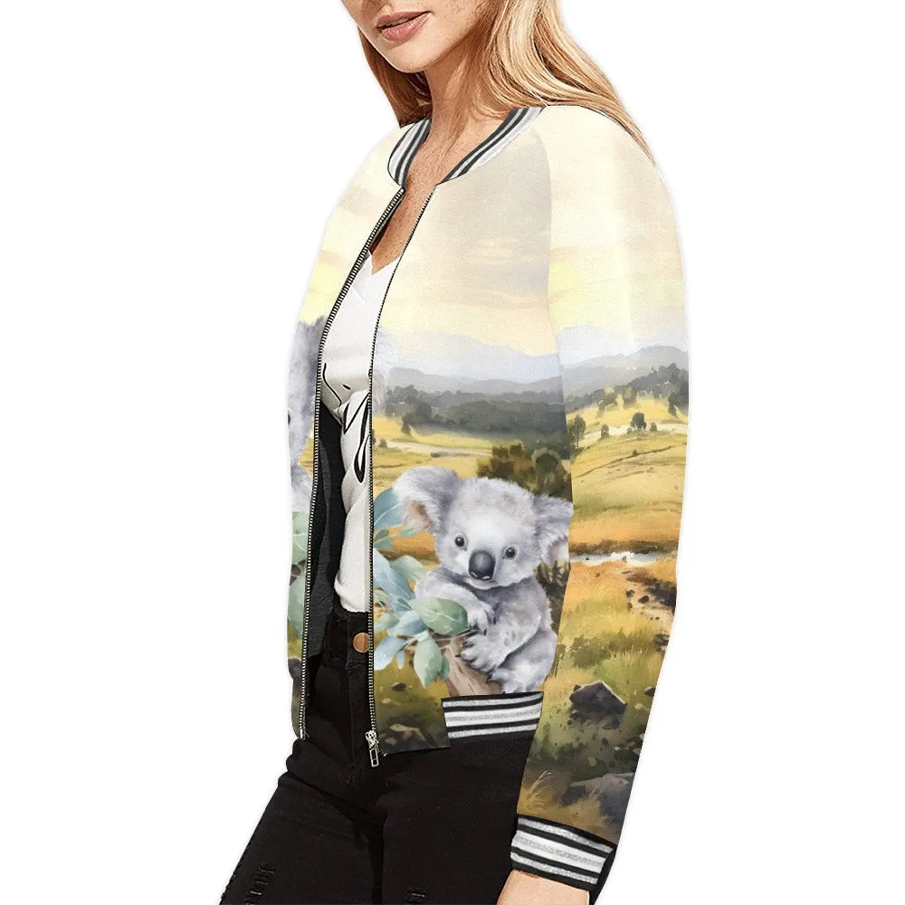 Australian Animals Koala Bomber Jacket for Women