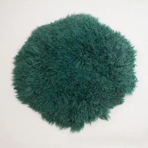 Babymoon (60CM) Round Wool Flokati Fur Blanket Photoshoot Props - Dark Green