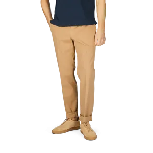 Beige Cotton Stretch Regular Chinos