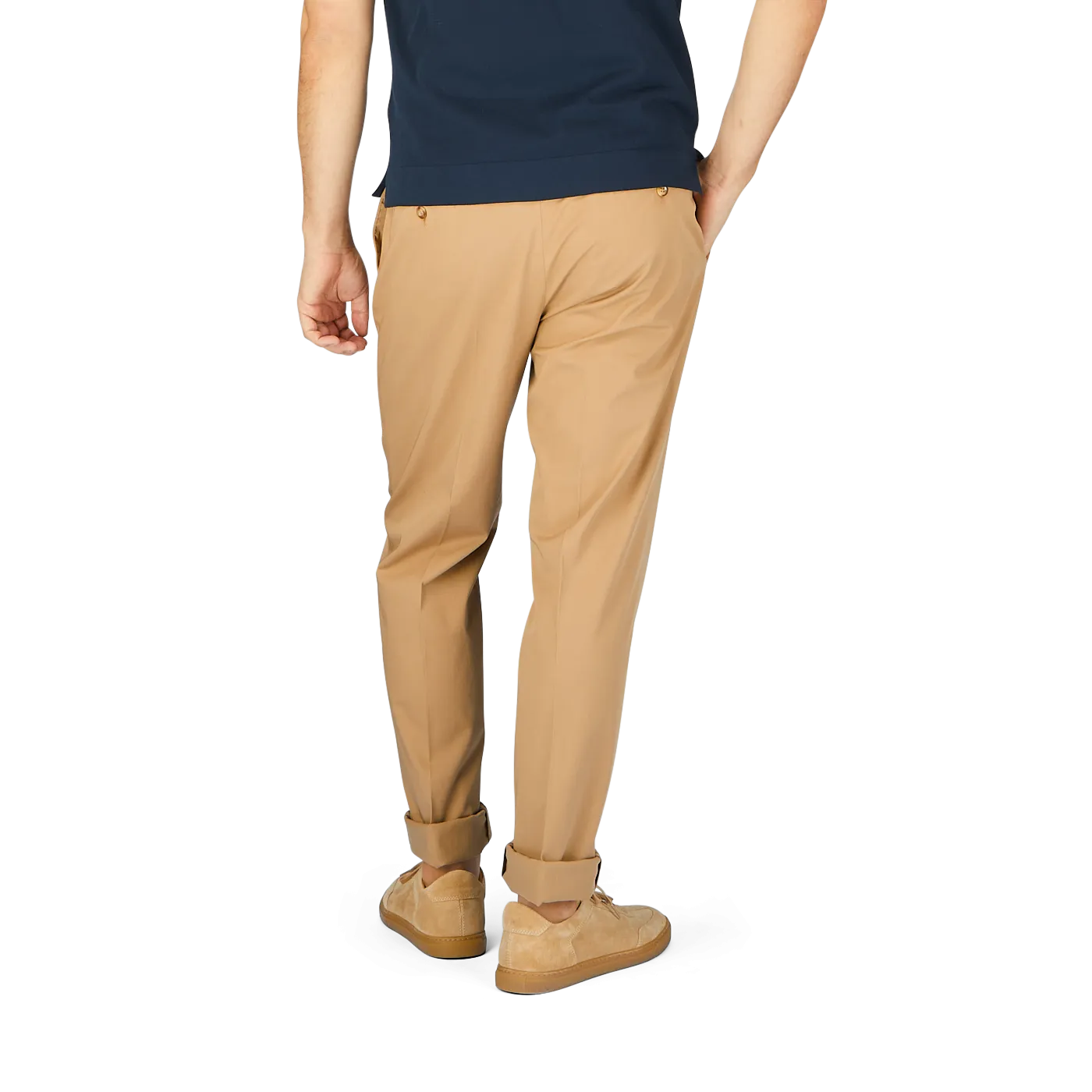 Beige Cotton Stretch Regular Chinos