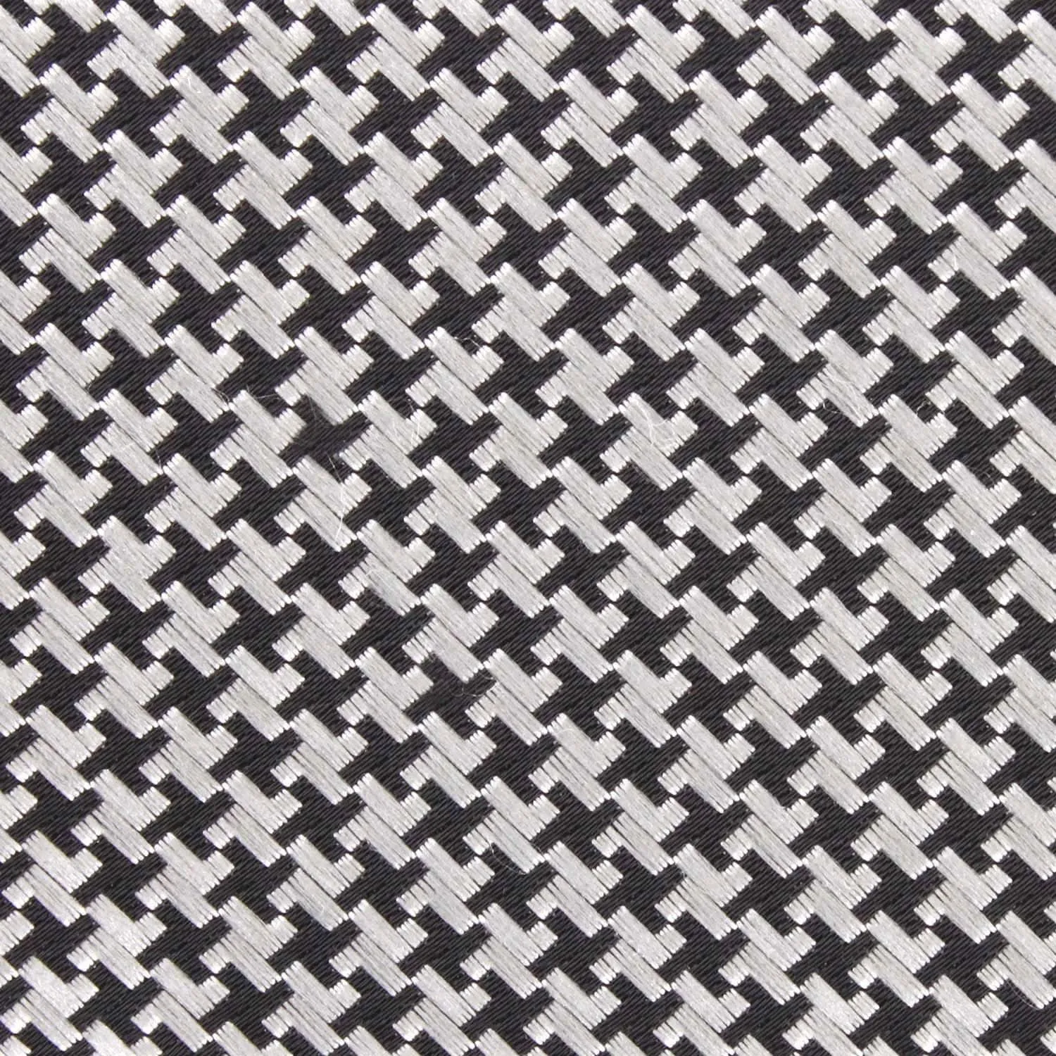 Black & Silver Houndstooth Pattern Pocket Square