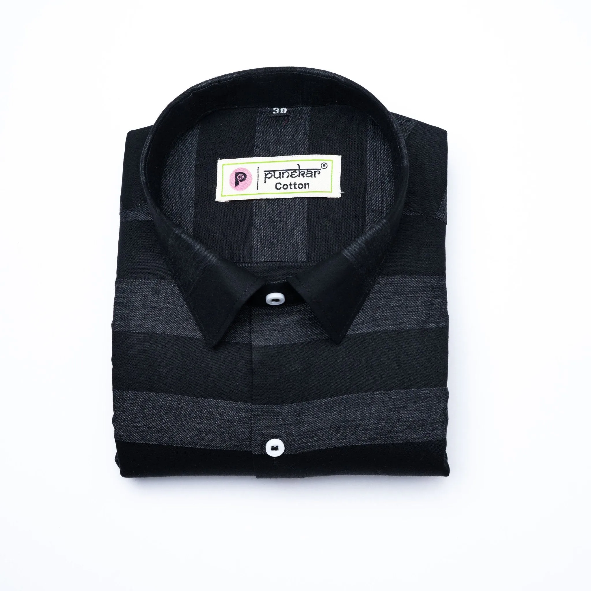 Black Color Cotton Stripe Shirt For Men