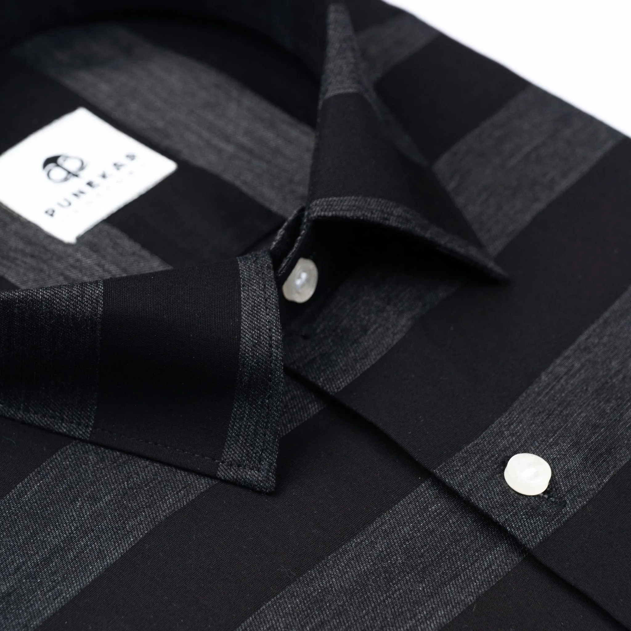 Black Color Cotton Stripe Shirt For Men