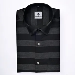 Black Color Cotton Stripe Shirt For Men