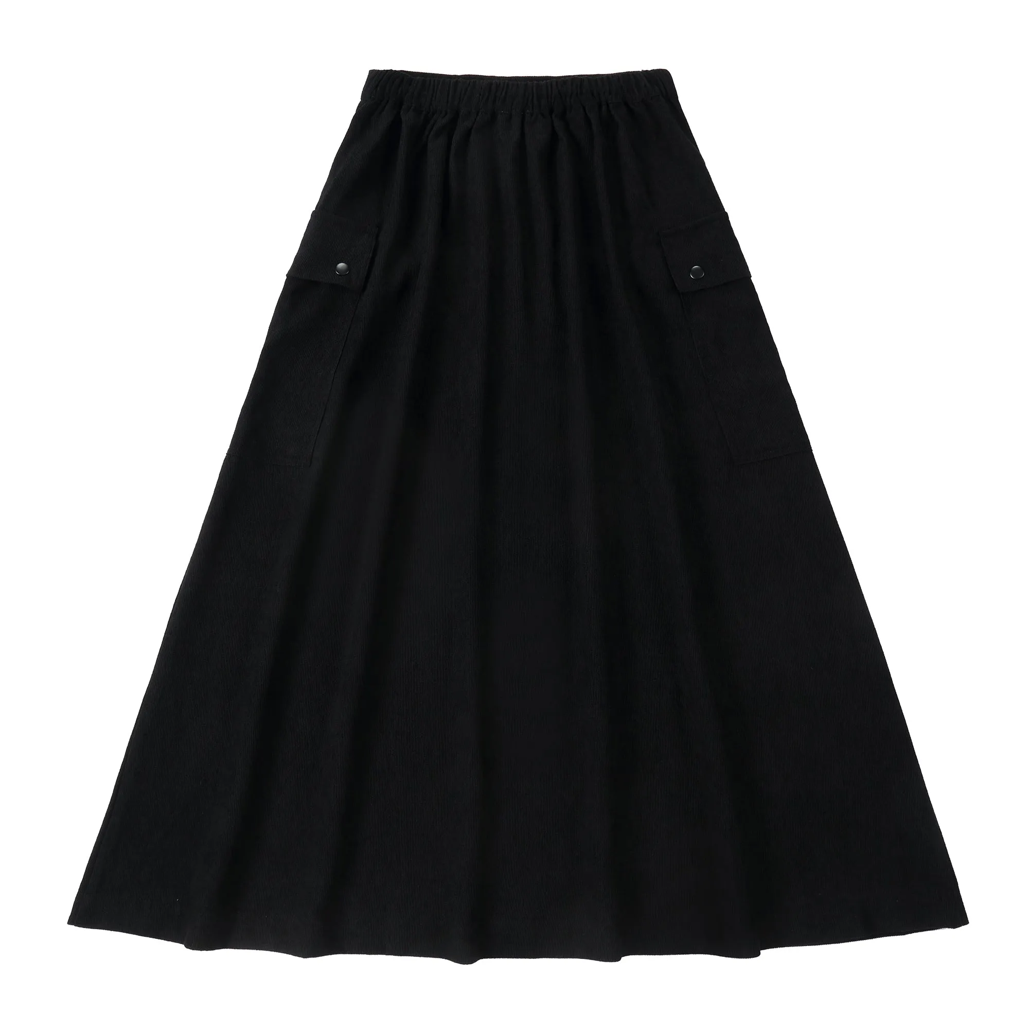 Black Corduroy Cargo Pocket Skirt