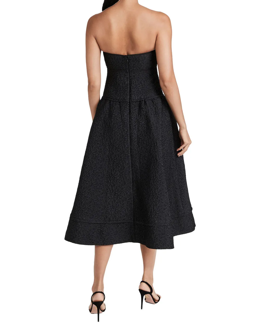 Black Matelasse Strapless London Midi Dress