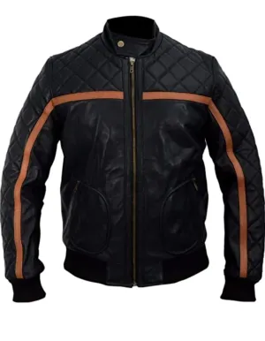 Black Quilted Leather Jacket For Men | Motorcycle Leather Jacket