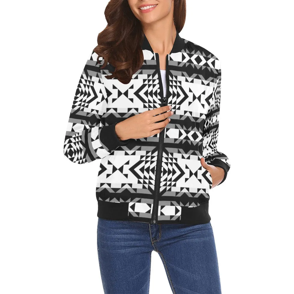 Black Rose Blizzard Bomber Jacket for Women