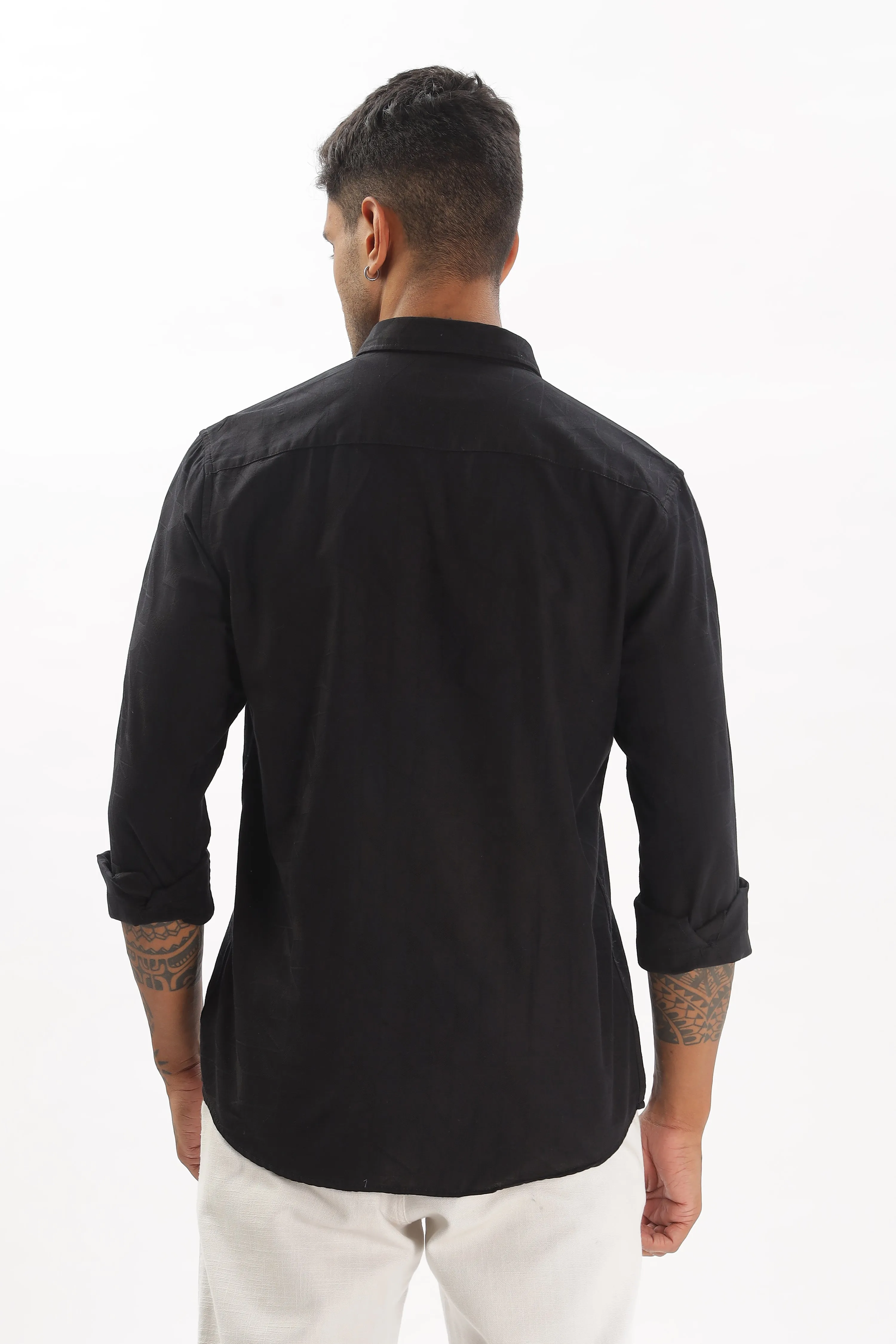 Black Textured Party Wear Shirt