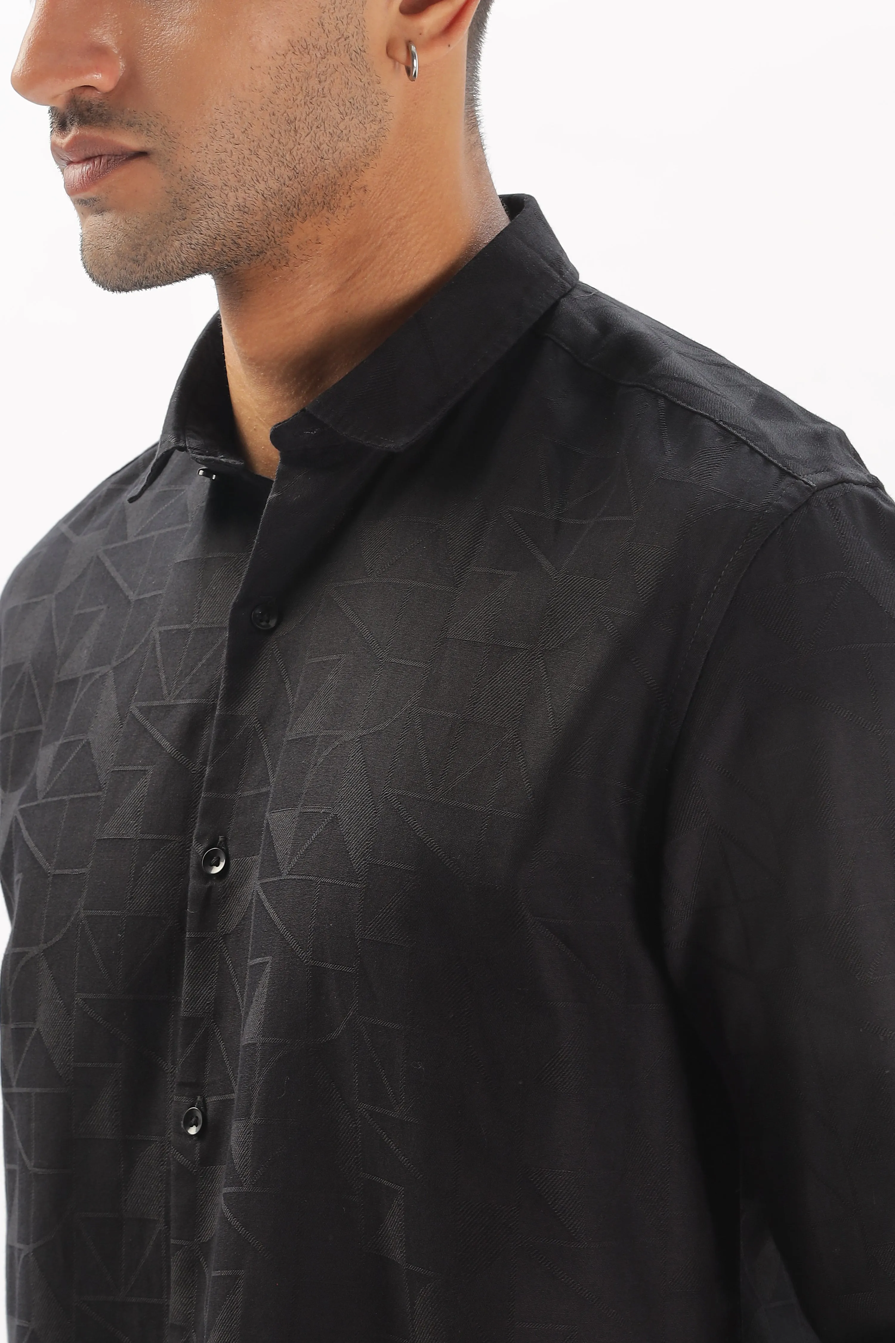 Black Textured Party Wear Shirt