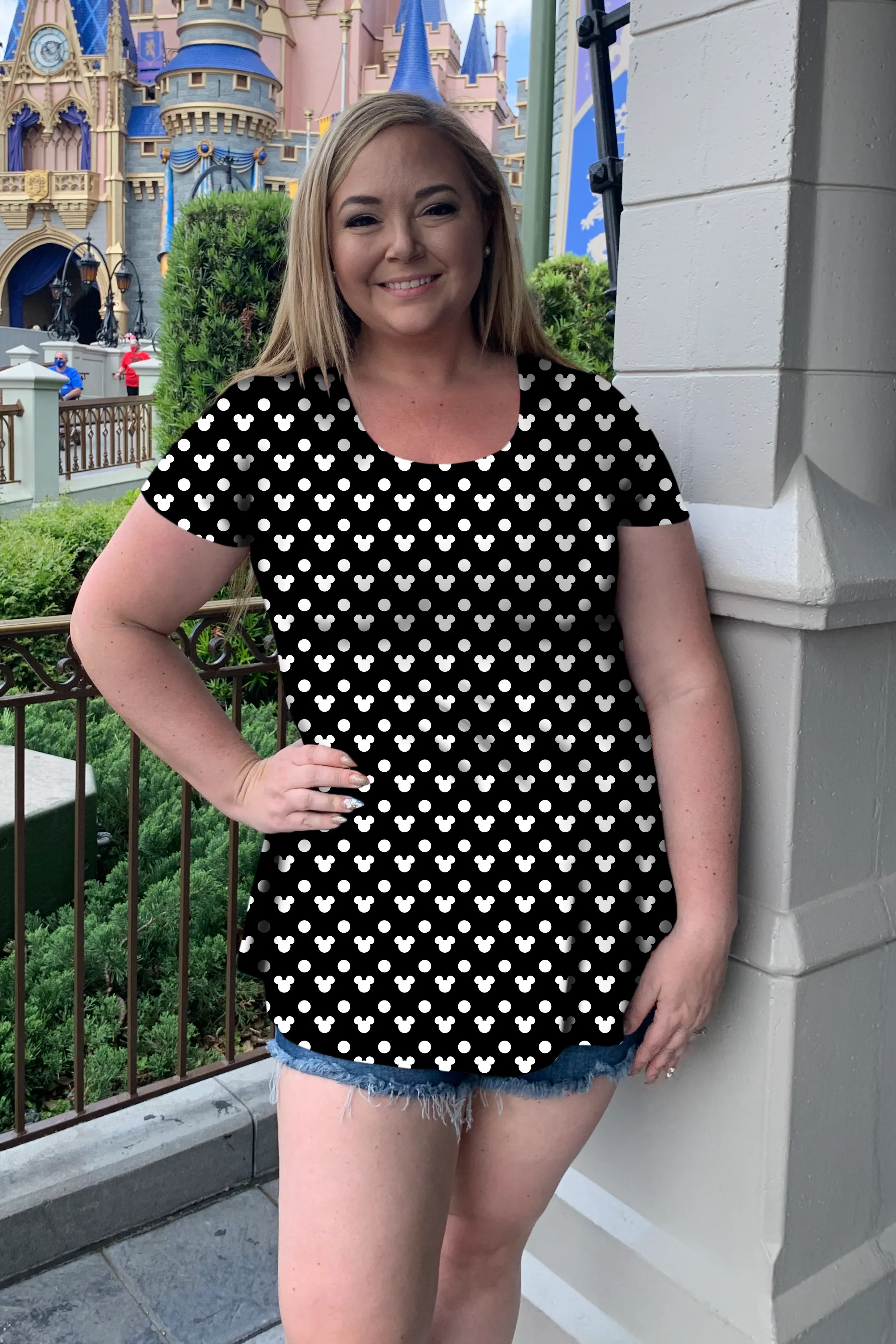 Black With White Mickey Polka Dots Women's Tunic