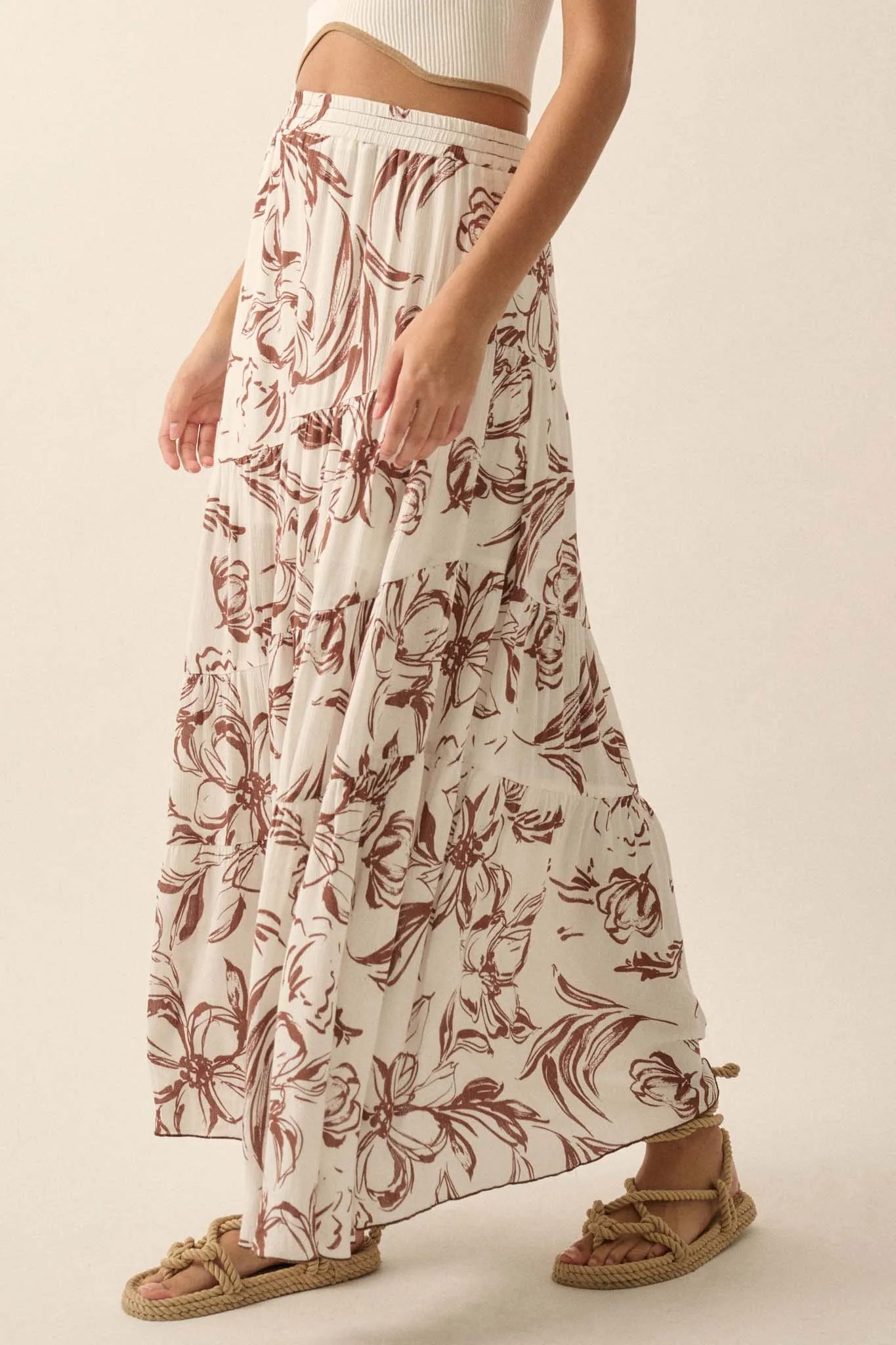 Blooming Breeze Asymmetrical Tiered Maxi Skirt