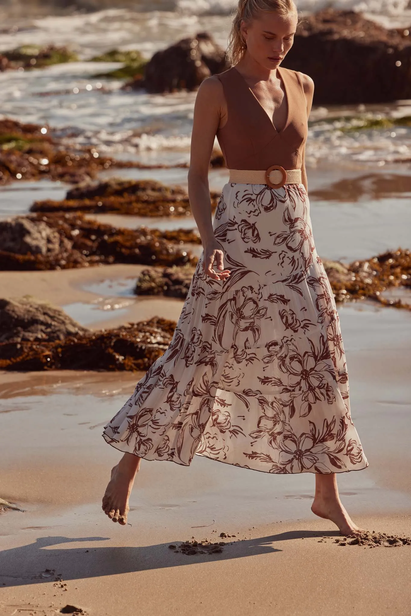 Blooming Breeze Asymmetrical Tiered Maxi Skirt