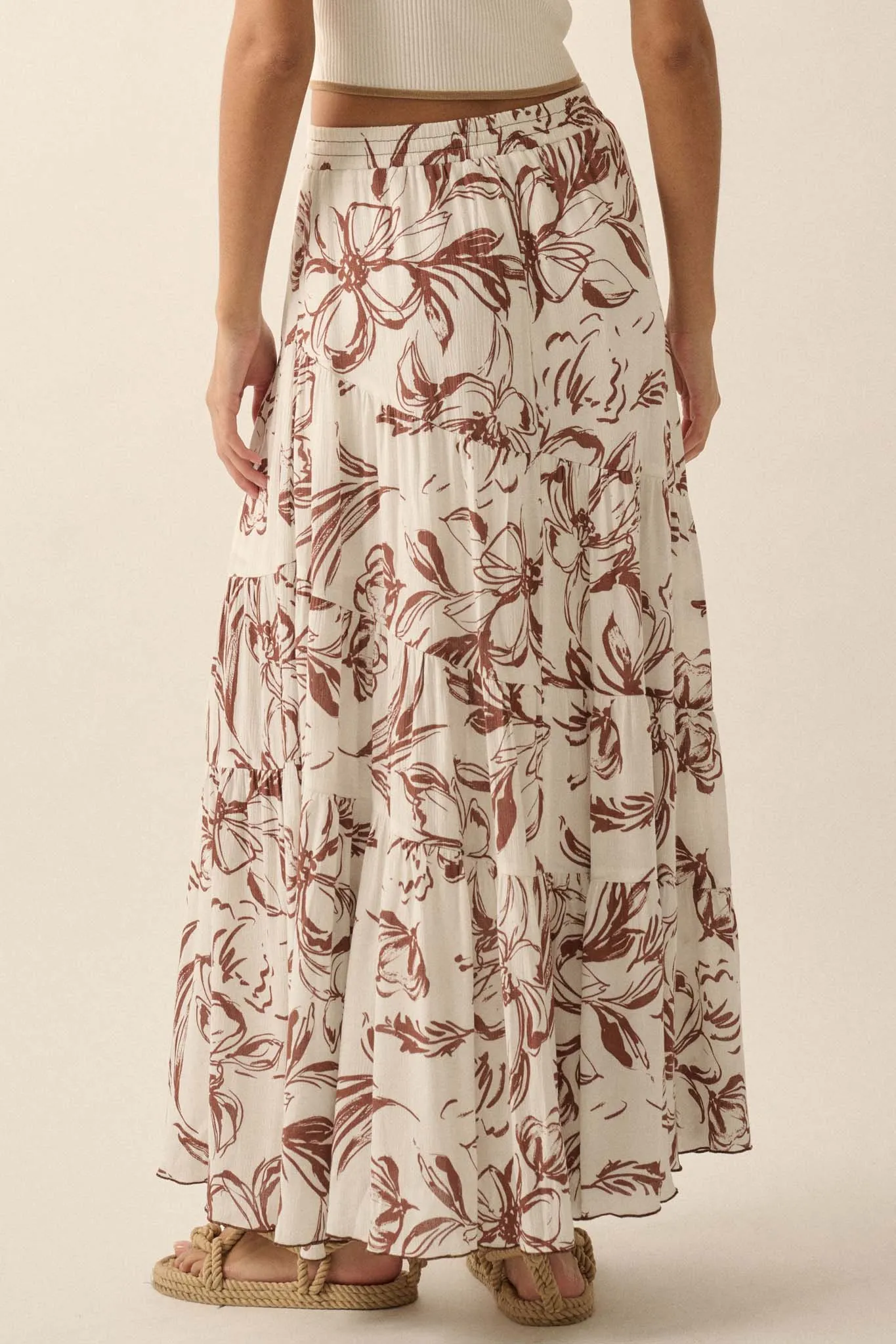 Blooming Breeze Asymmetrical Tiered Maxi Skirt