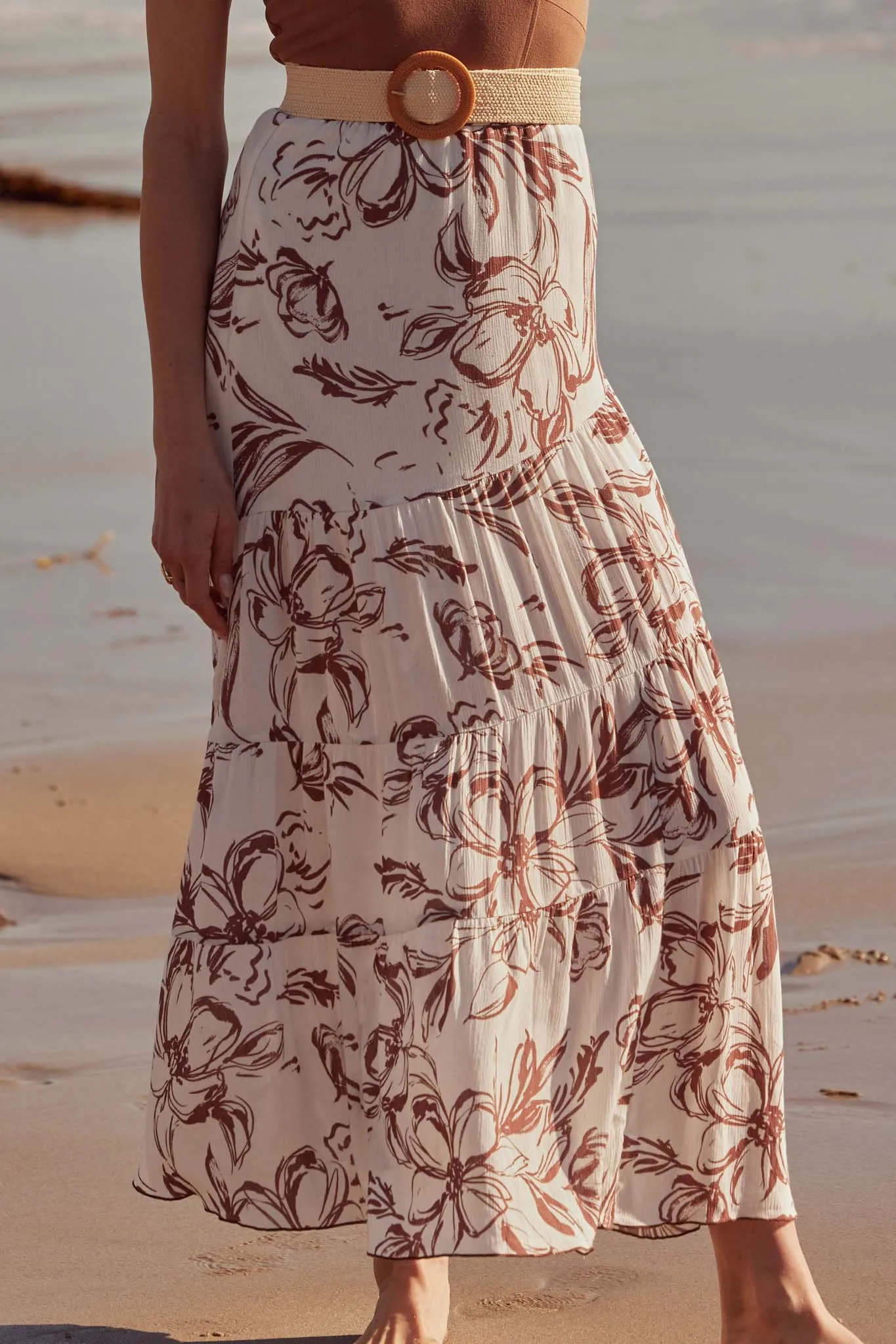 Blooming Breeze Asymmetrical Tiered Maxi Skirt