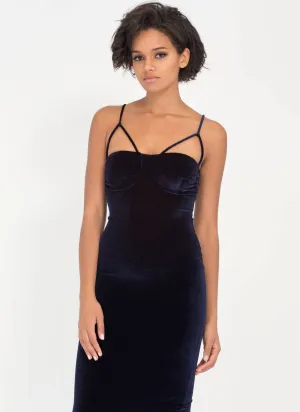 Blow Me Away Velvet Bustier Midi Dress