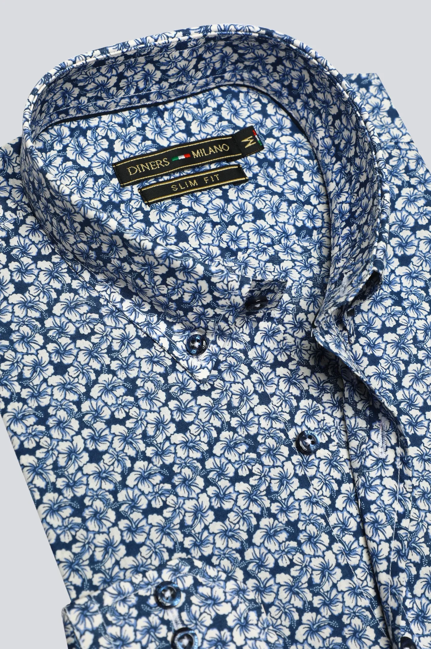 Blue Floral Printed Casual Milano Shirt