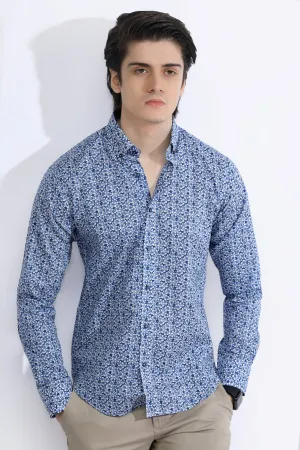 Blue Floral Printed Casual Milano Shirt