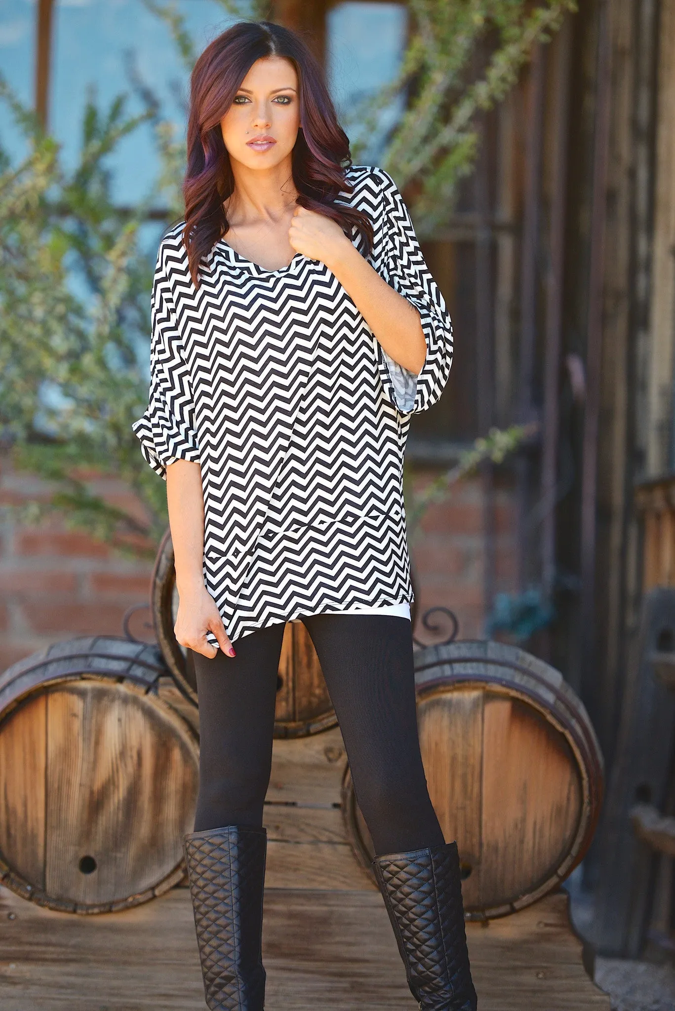 Bold And Determined Zig Zag Tunic - Black