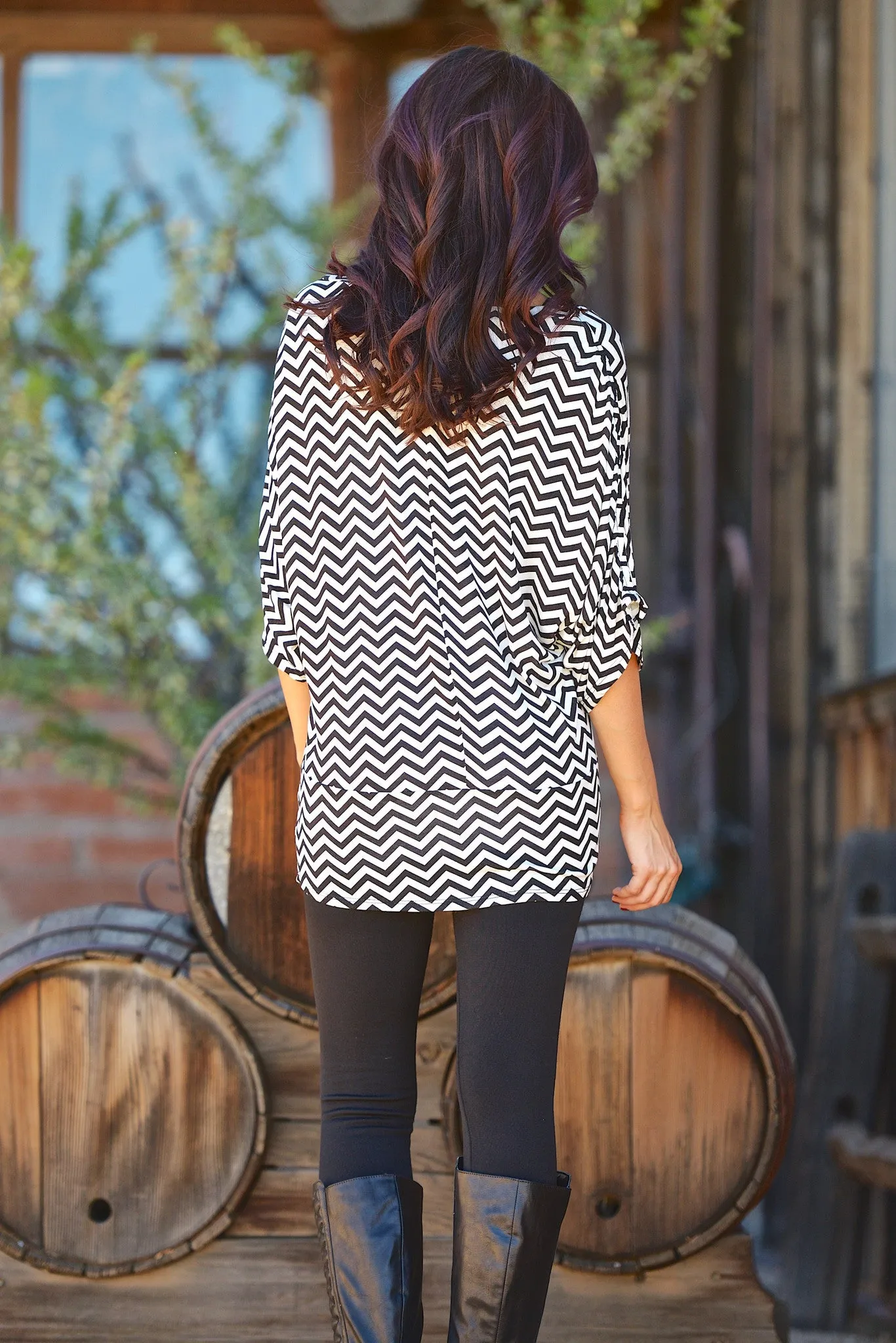 Bold And Determined Zig Zag Tunic - Black