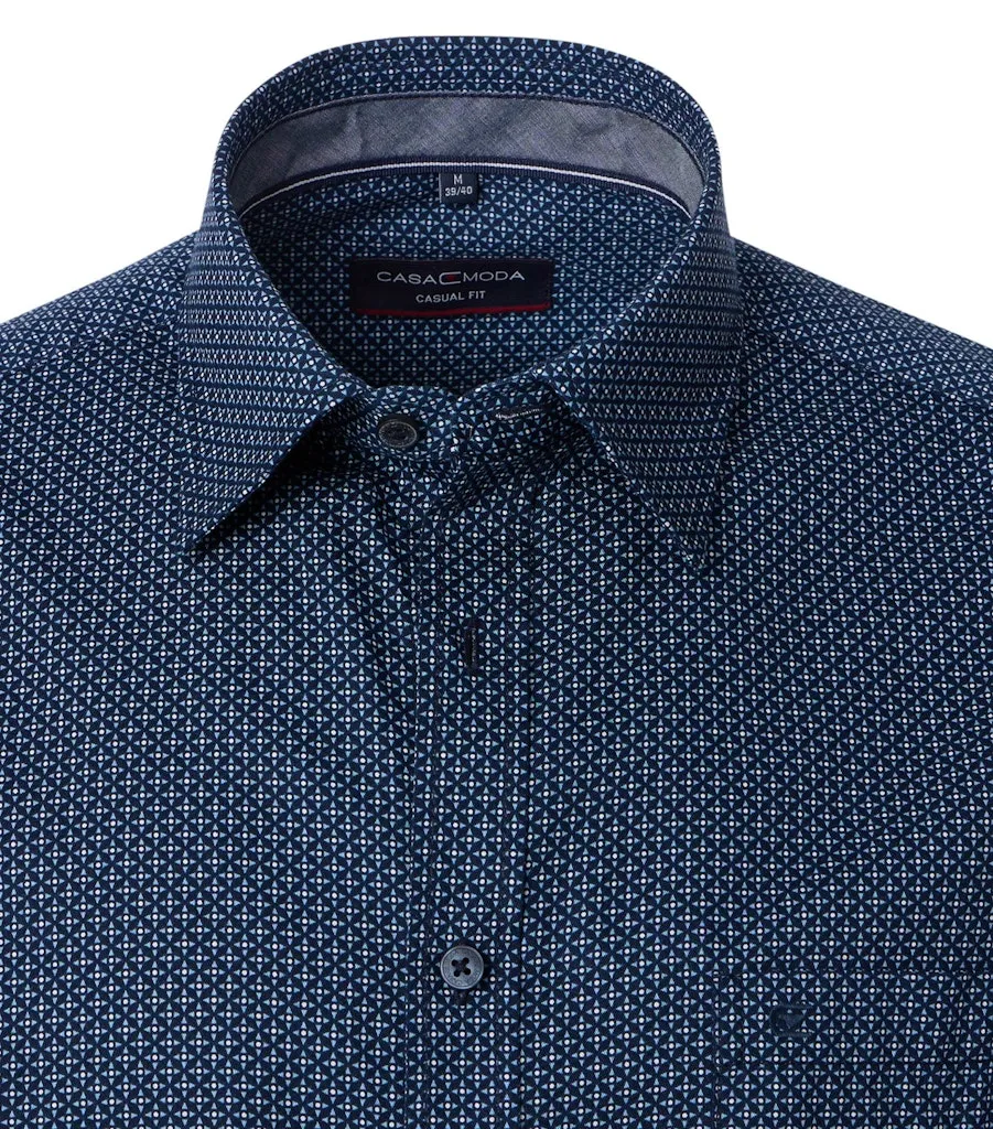 Casa Moda - Kent Casual Fit Shirt, Geometric Dark Navy