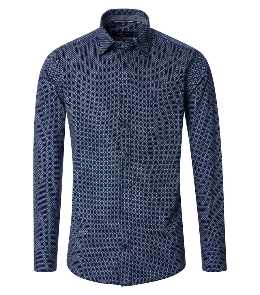 Casa Moda - Kent Casual Fit Shirt, Geometric Dark Navy