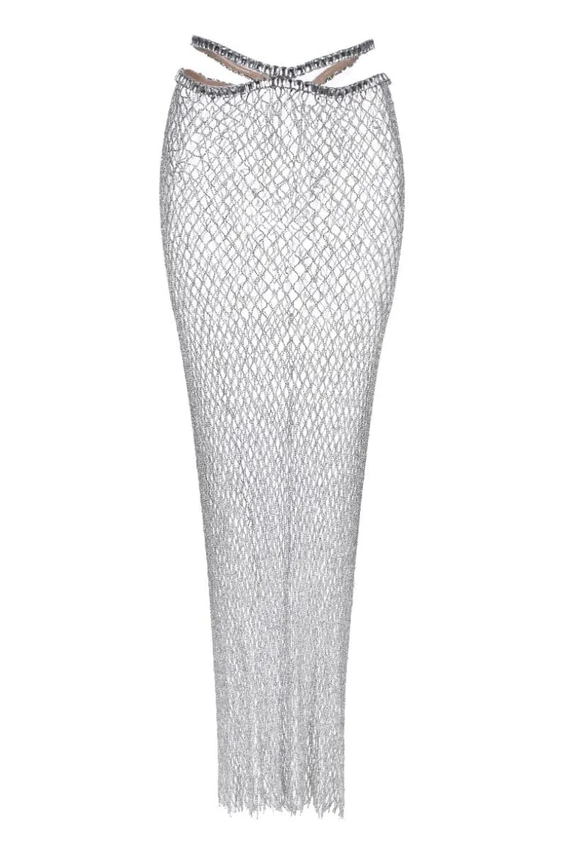 CASSANDRA CRYSTAL MESH MAXI SKIRT