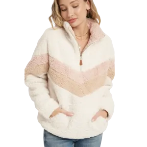 Chevron Sherpa Quarter Zip Pullover