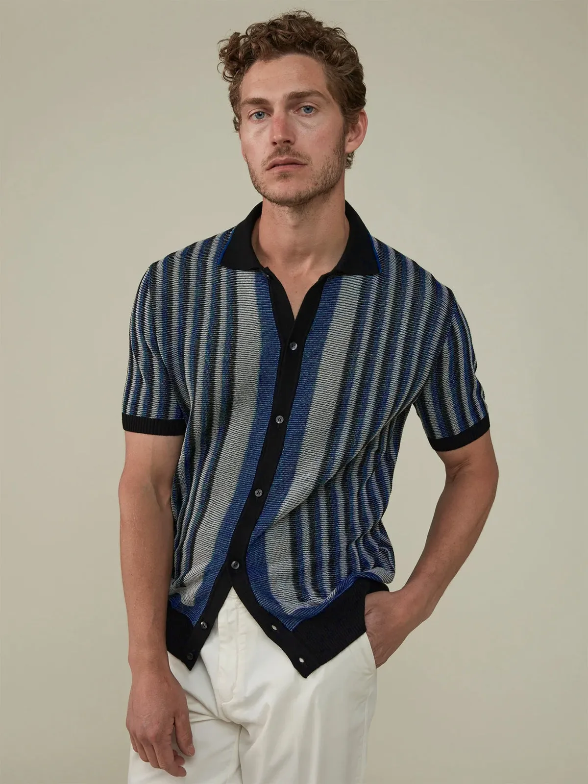 Christian Kimber Riviera Short Sleeved Knit Polo - Marine