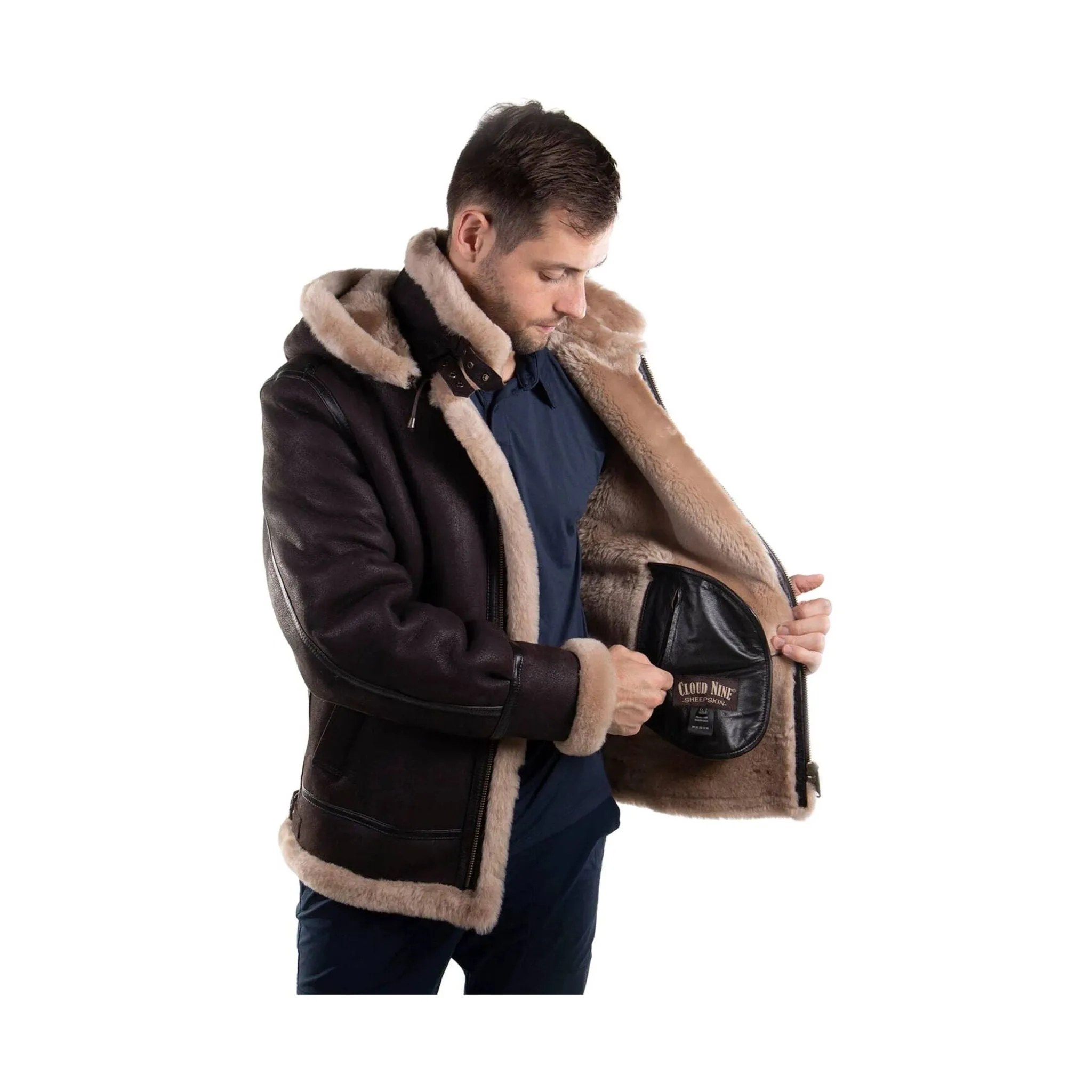 Cloud Nine Men's Sheepskin Bomber Jacket - Espresso