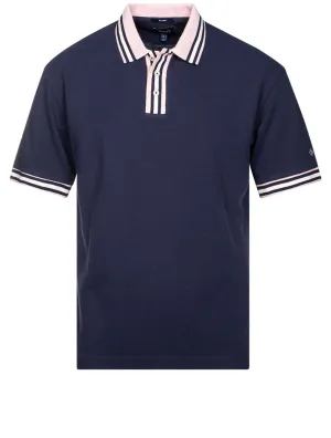 Contrast Detail Short Sleeve Rugger Evening Blue