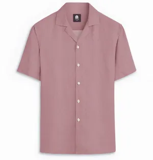 Cotton Linen - Camp Collar - Short Sleeve - Dusty Pink