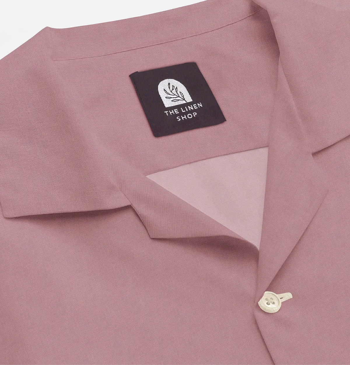 Cotton Linen - Camp Collar - Short Sleeve - Dusty Pink