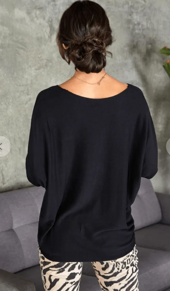 Dolman Lightweight Sweater in Navy by Venti 6