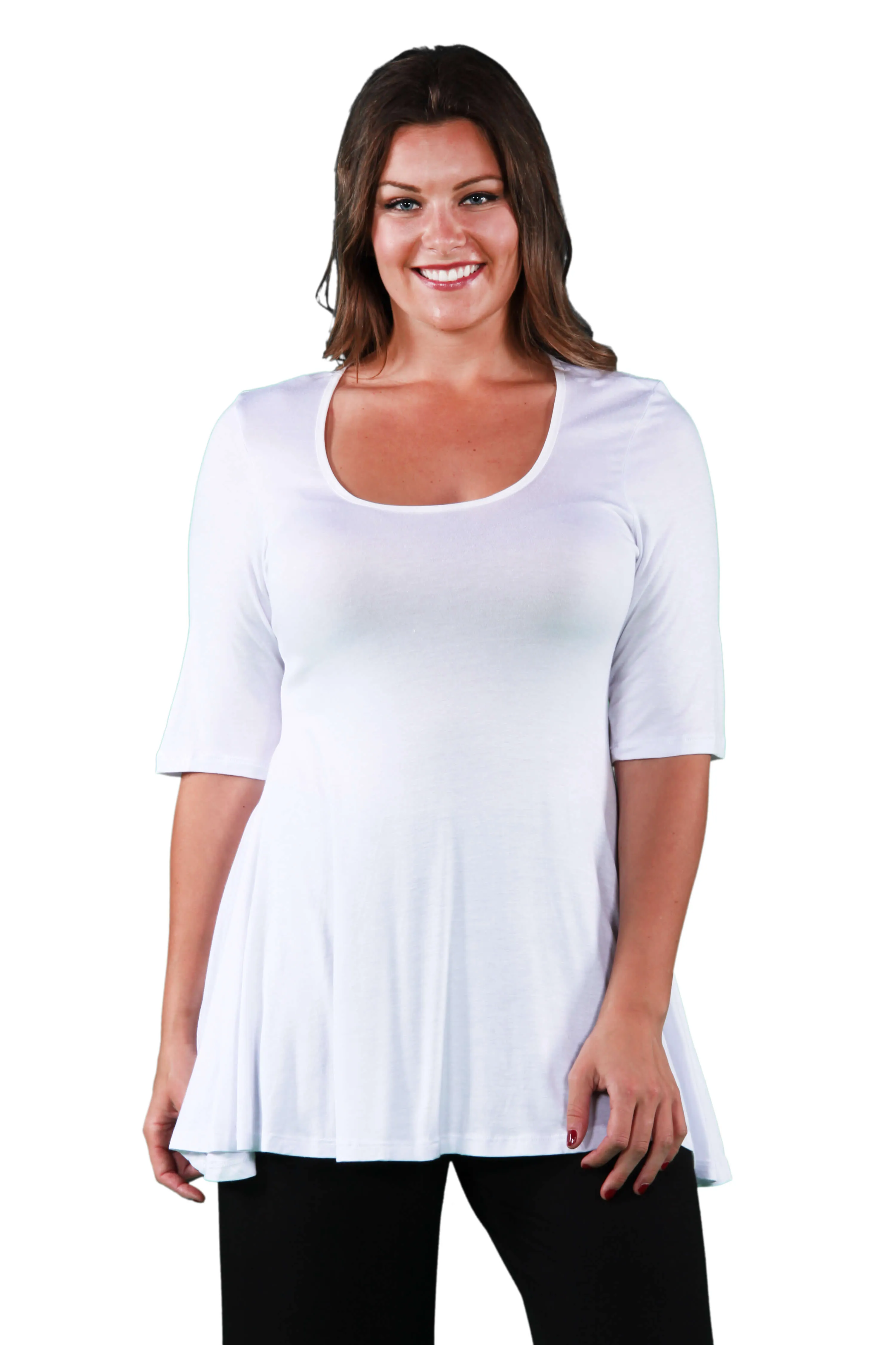 Elbow Sleeve Plus Size Tunic Top For Women