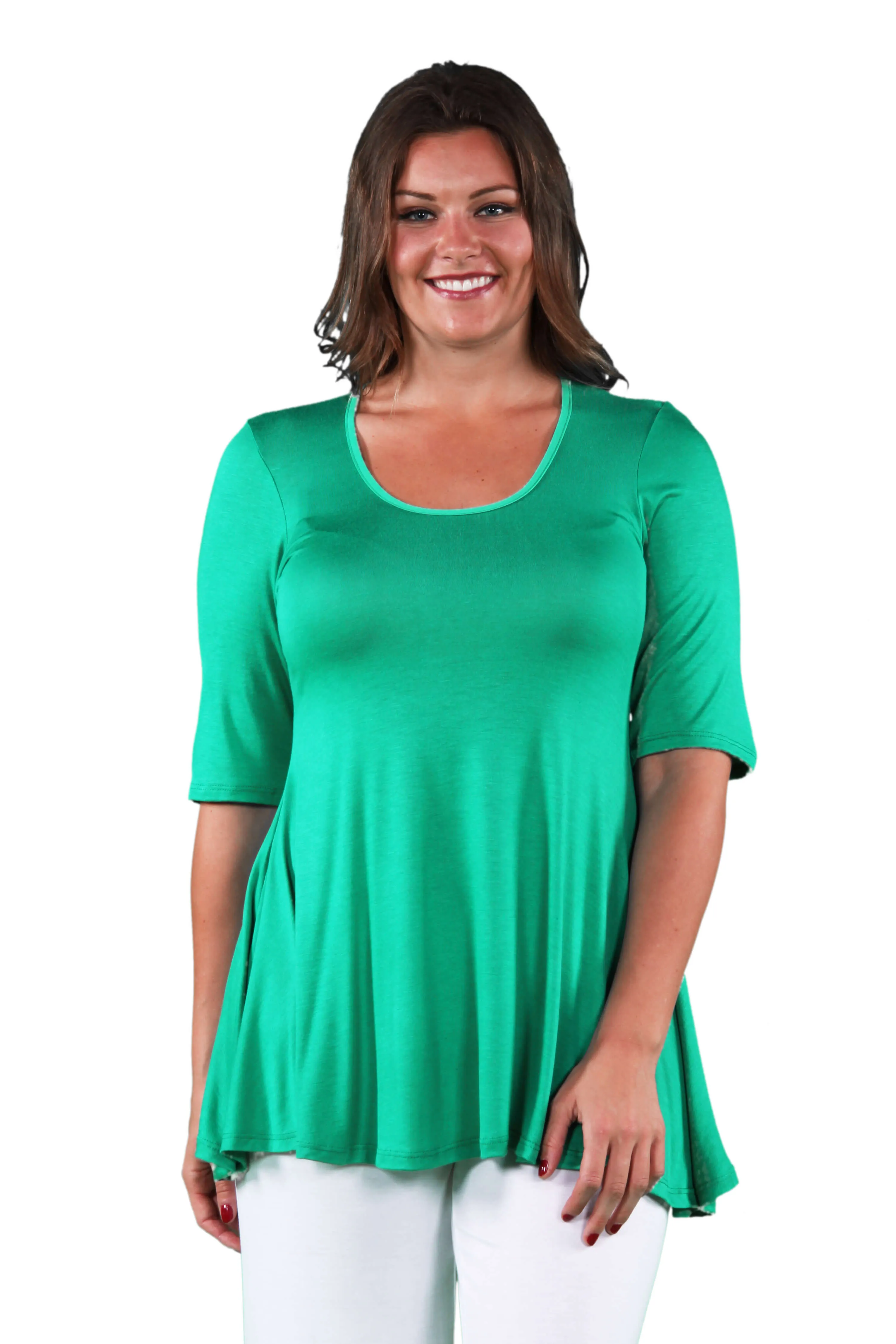 Elbow Sleeve Plus Size Tunic Top For Women