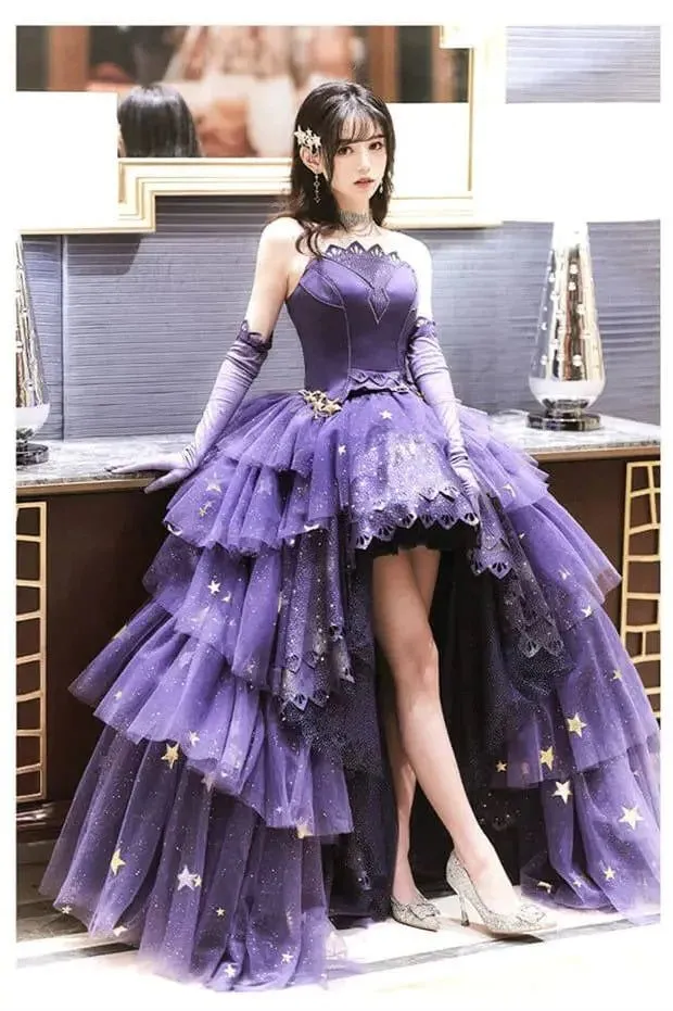 Elegant Purple A-Line Prom Dress Stars Love Elegant Lolita Party Dress    fg5105