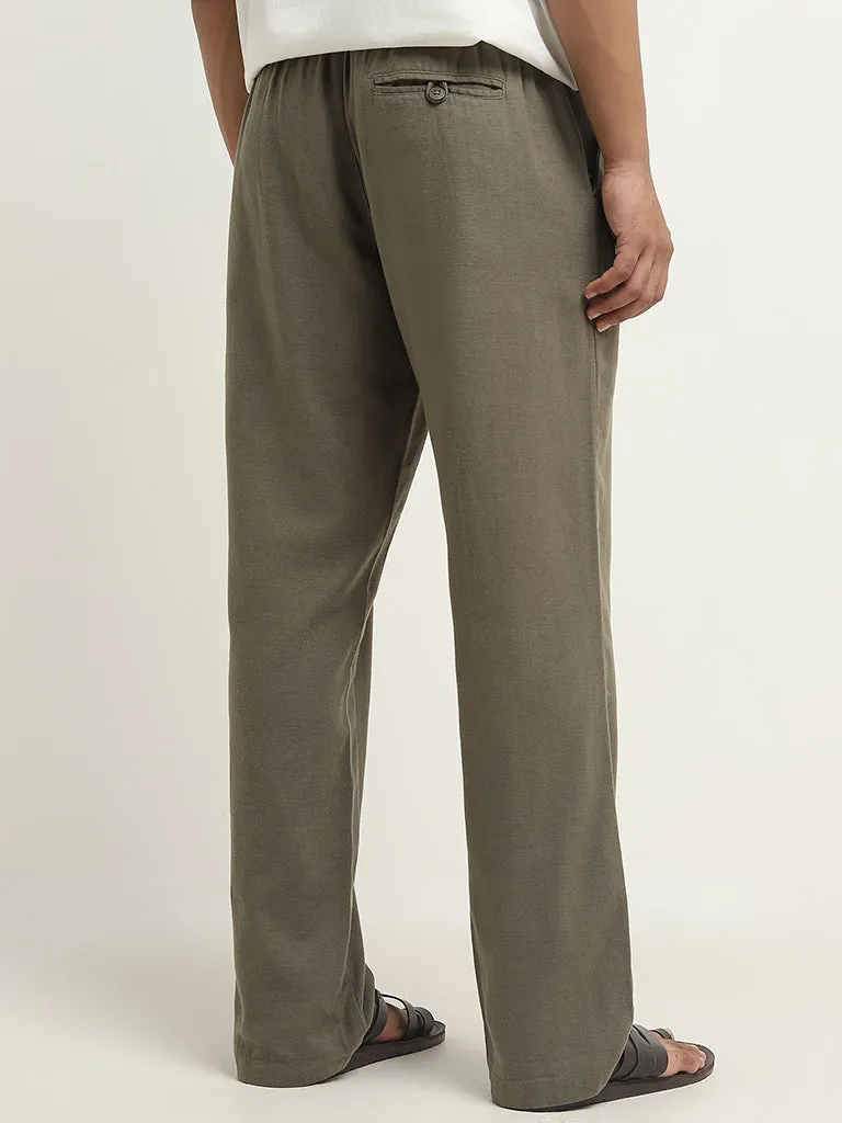 ETA Olive Relaxed-Fit Mid-Rise Cotton Blend Chinos