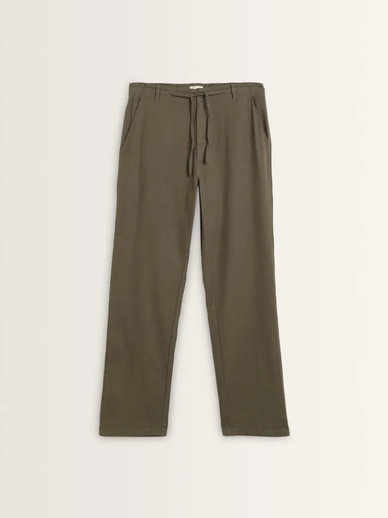 ETA Olive Relaxed-Fit Mid-Rise Cotton Blend Chinos