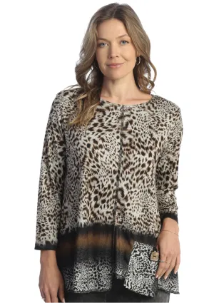 FB2-1863 Tunic w/ Pocket - Brown & Black Safari Animal Print