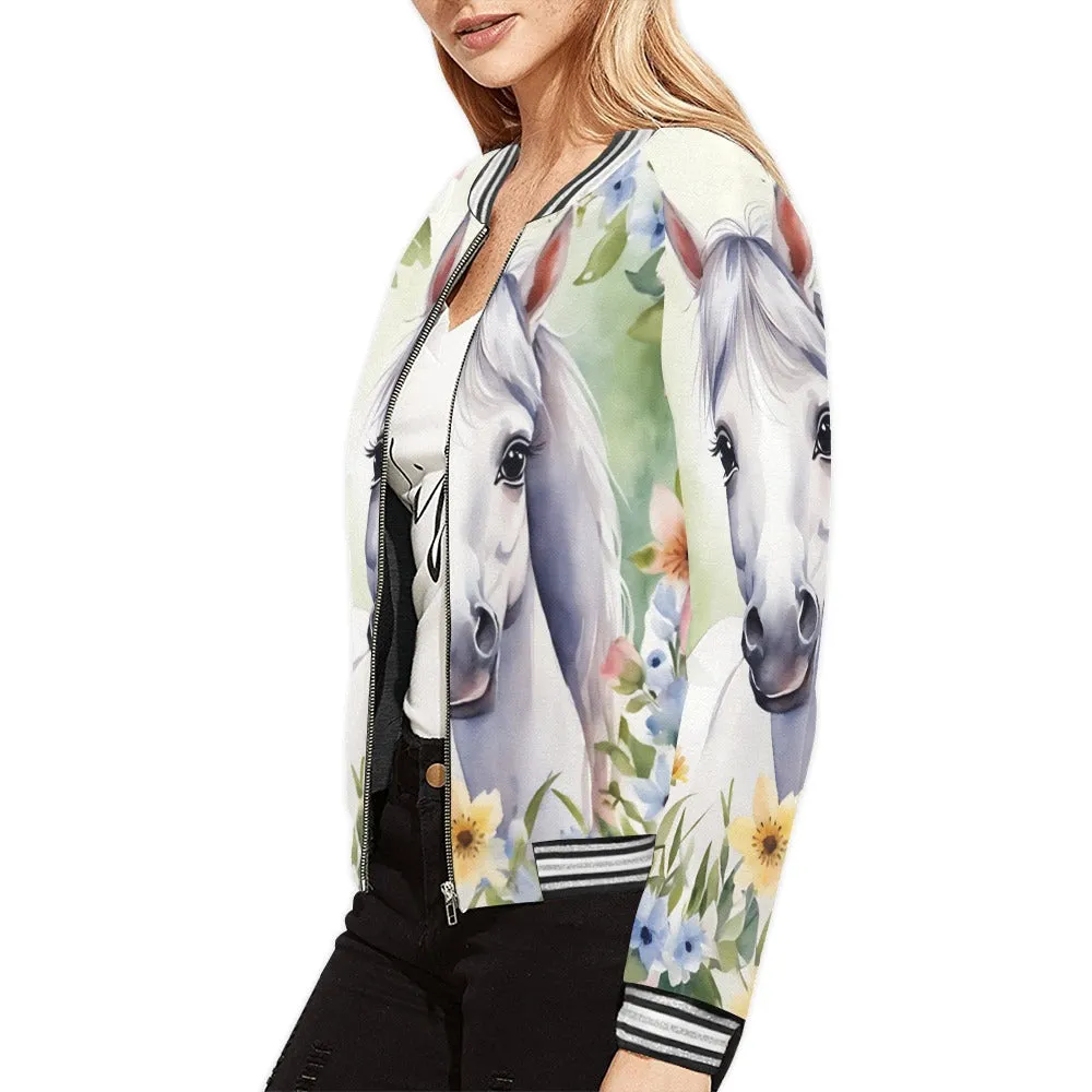 Floral Horse awd303 Bomber Jacket for Women