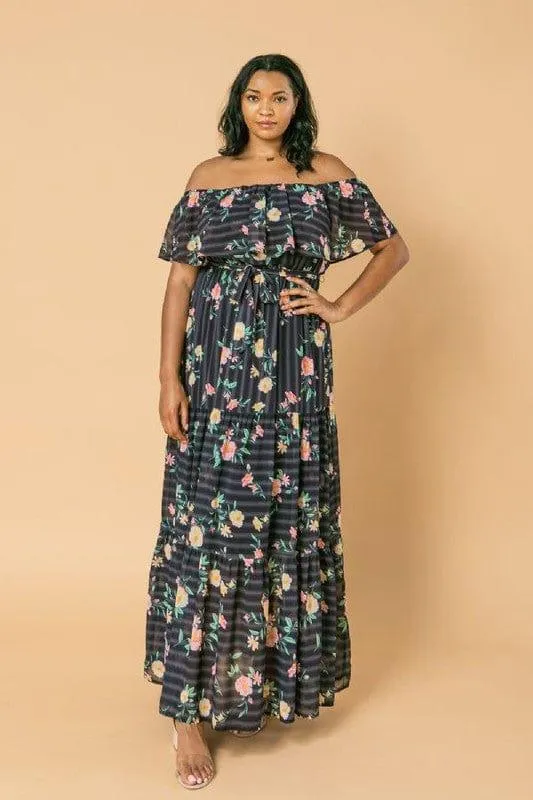 Flounce ruffle woven maxi dress