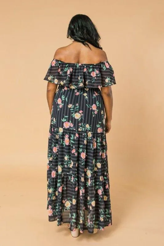 Flounce ruffle woven maxi dress