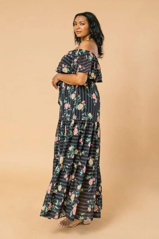 Flounce ruffle woven maxi dress